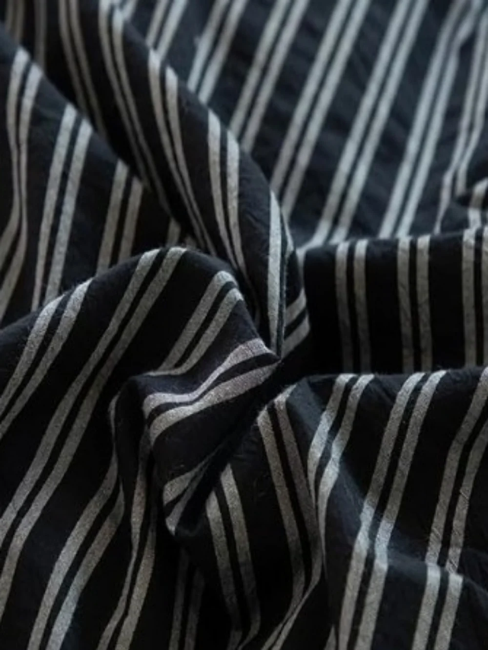 Striped Black and Light Gray Pinstriped Duvet Cover